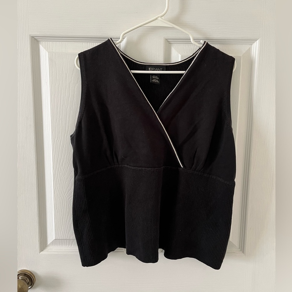 Lane Bryant Black V-Neck Ribbed Top